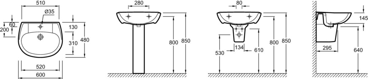 Lavabo BRIVE2 60 x 48 blanc Réf. E1286-00