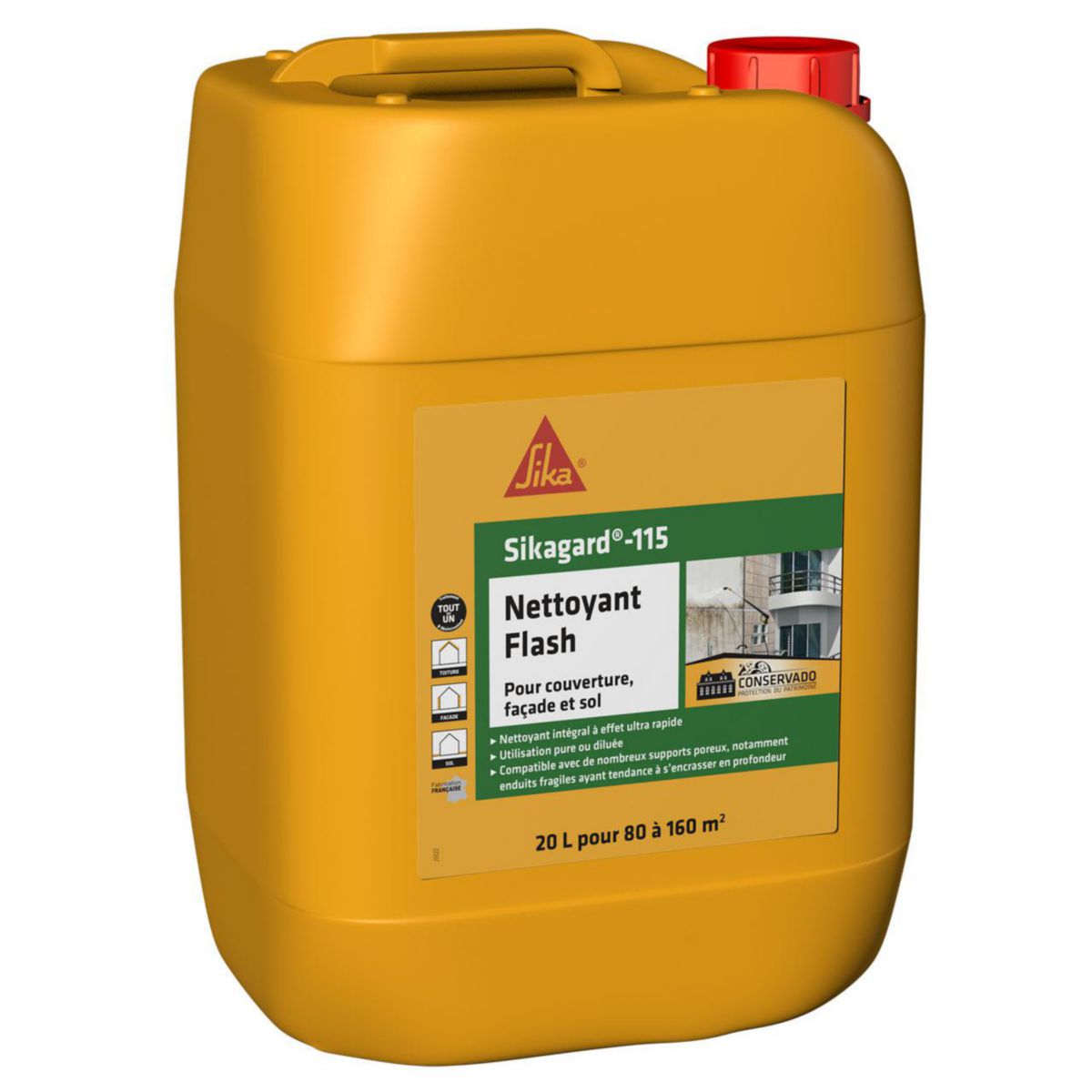 Nettoyant puissant et rapide pour façades, toitures, et sols Sikagard-115 Nettoyant Flash bidon de 5 litres