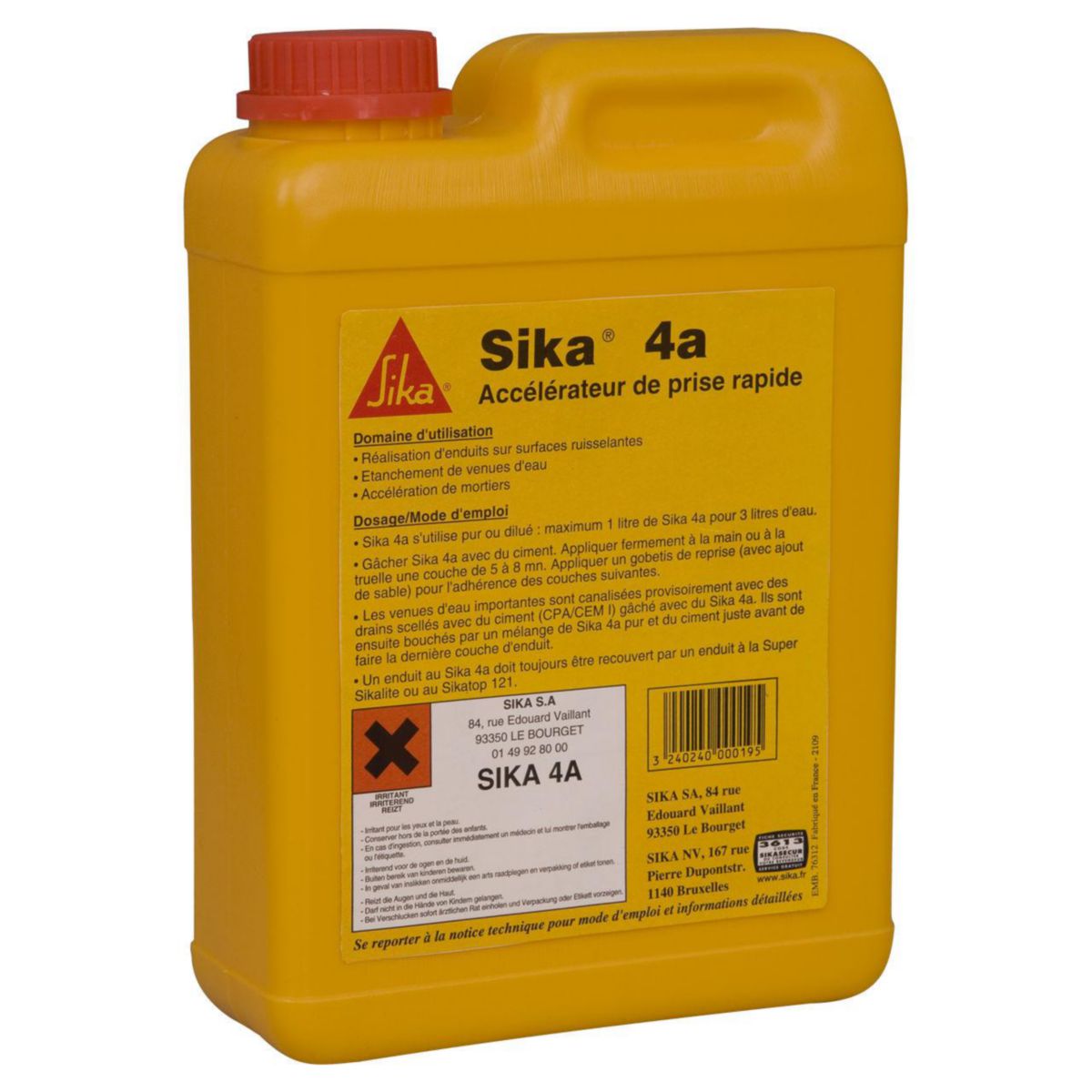 Accélérateur de prise rapide pour ciment Sika 4a - bidon de 2 l