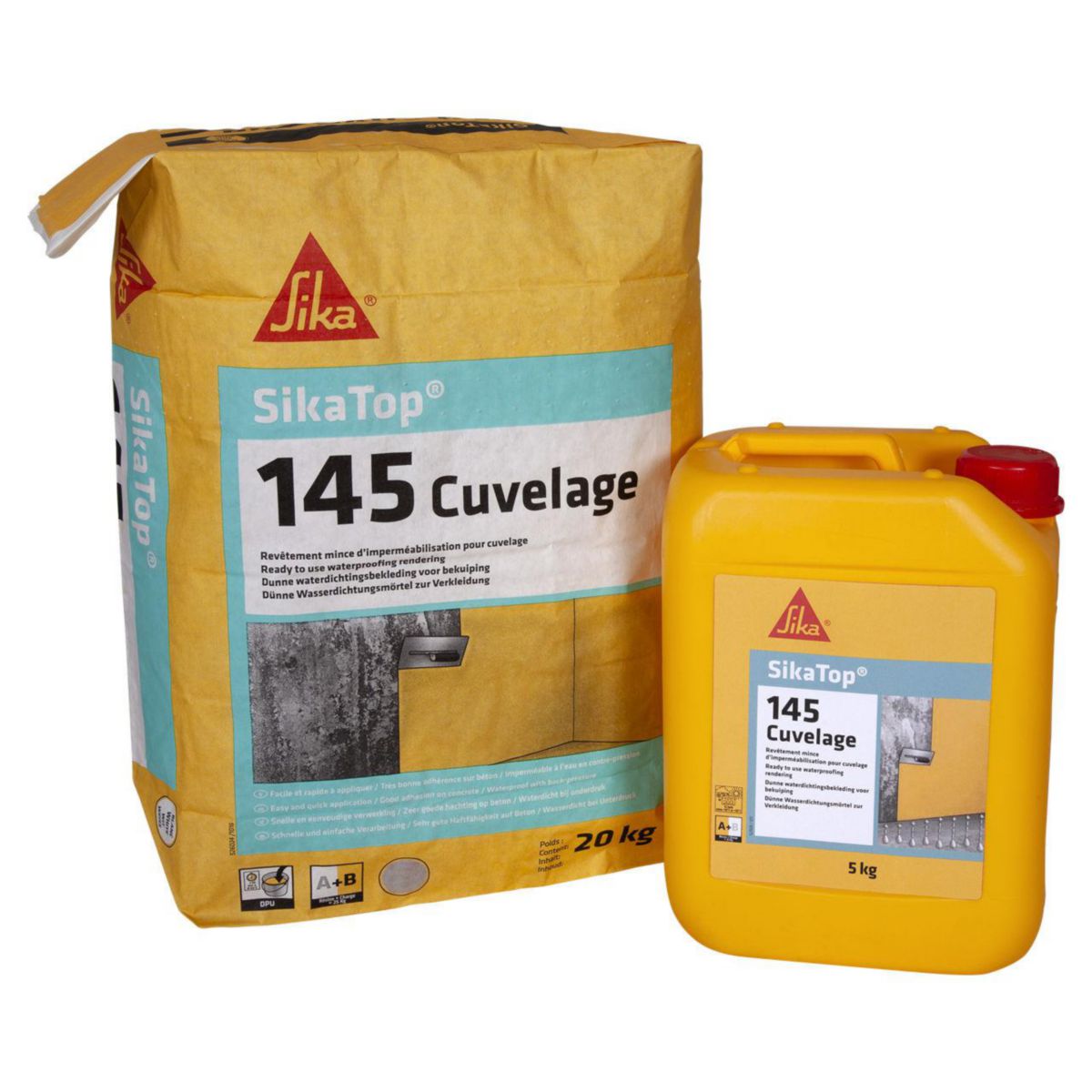 Revêtement d'imperméabilisation pour travaux de cuvelage Sikatop 145 Cuvelage - gris - kit de 25 kg