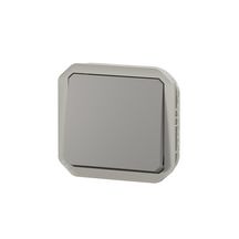 Interrupteur ou va-et-vient étanche Plexo 10 AX 250 V~ IP55 IK08 à équiper de support plaque ou boîtier saillie, livré avec enjoliveur finition gris Réf. 069511L