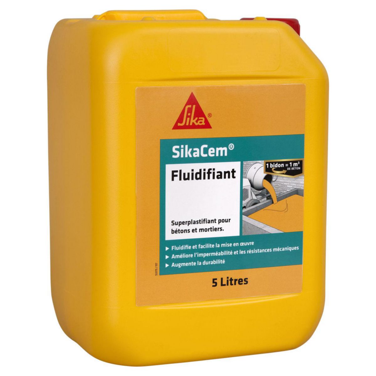 Superplastifiant pour béton et mortier Sikacem Fluidifiant - bidon de 5 l