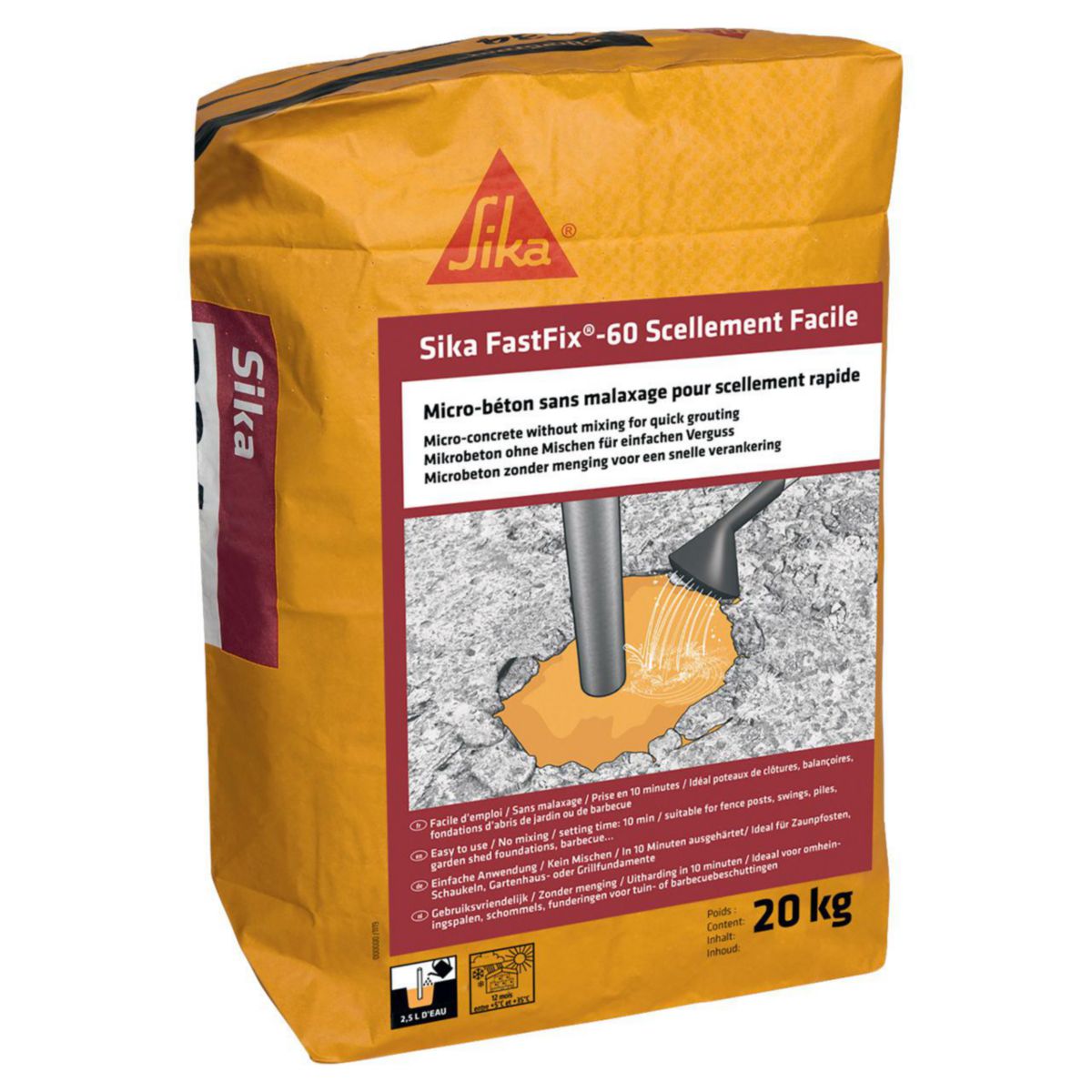 Mortier rapide Sika FastFix-60 Scellement Facile - sac de 20 kg