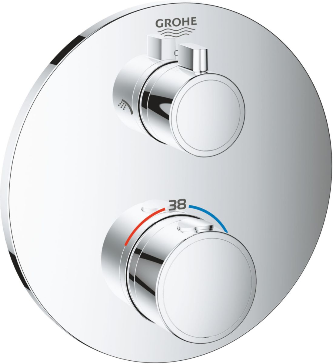 Mitigeur thermostatique douche 2 sorties avec inverseur Grohtherm Chromé 24076000