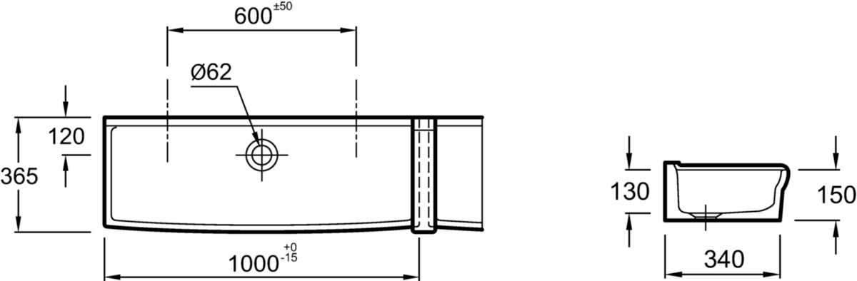 Lavabo DUO 100 x 37 céramique blanc Réf. EN290-00