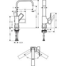 Mitigeur de lavabo HG Metropol 230 poignée étrier réf. 74511000