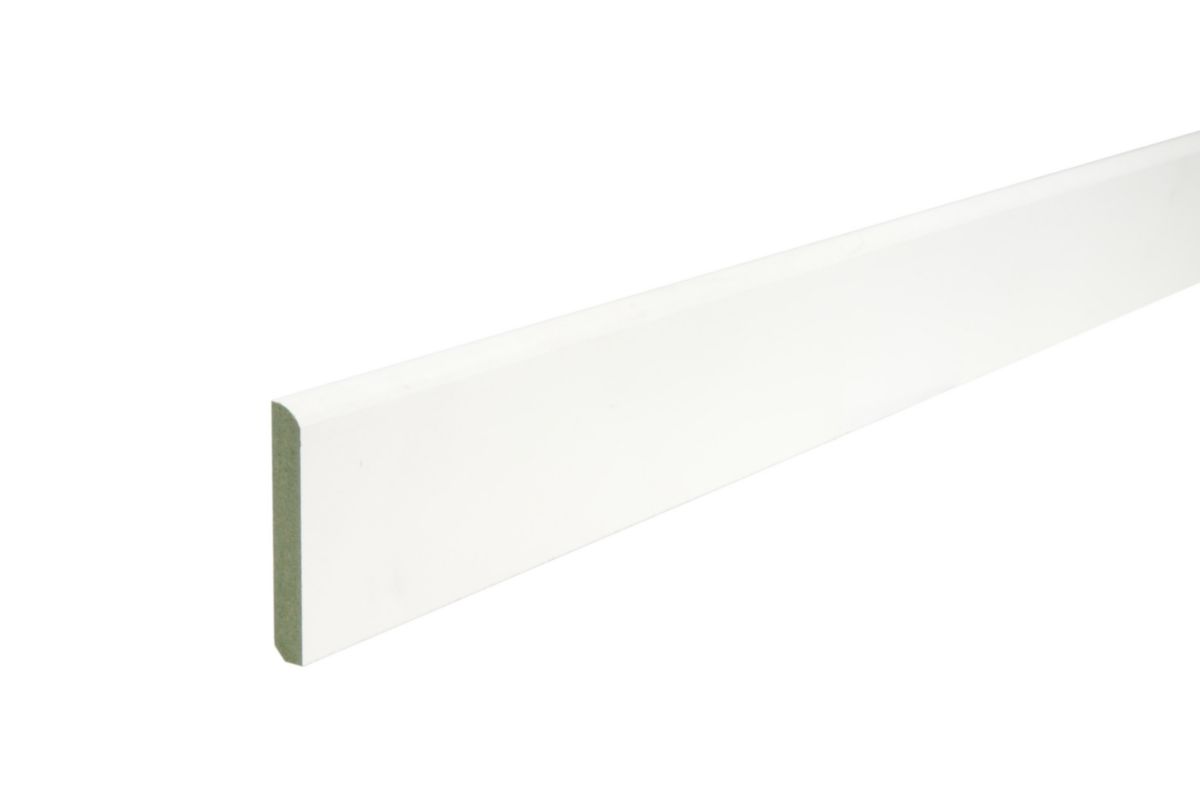 Plinthe MDF hydrofuge prépeinte blanc - arrondie - 14x70x2440 mm