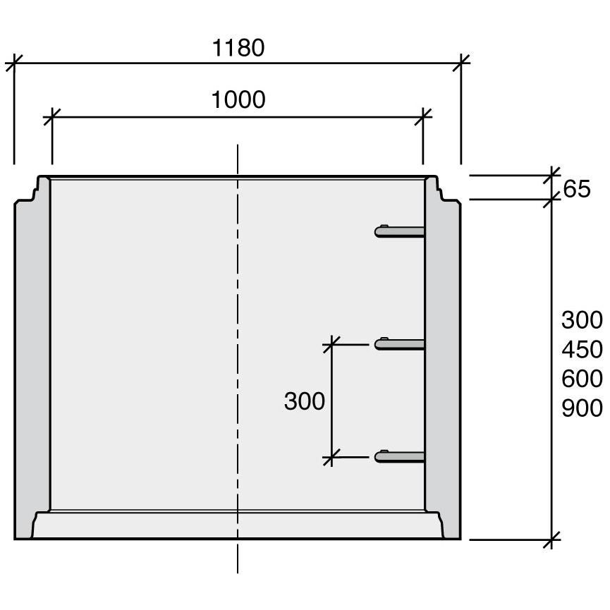 Elément droit béton pour regard diamètre 100cm hauteur 90cm emboîtement pour joint Gutta100 ST