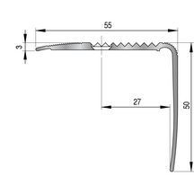 Nez de marche strié métallique à vis pose rapportée 41V aluminium anodisé naturel longueur 3m Réf. 0647110 00