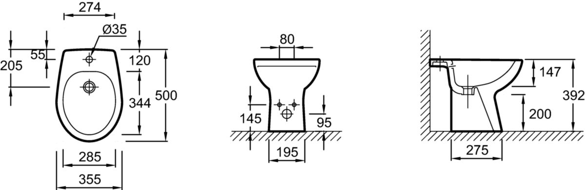 Bidet Brive monotrou Blanc réf E438200