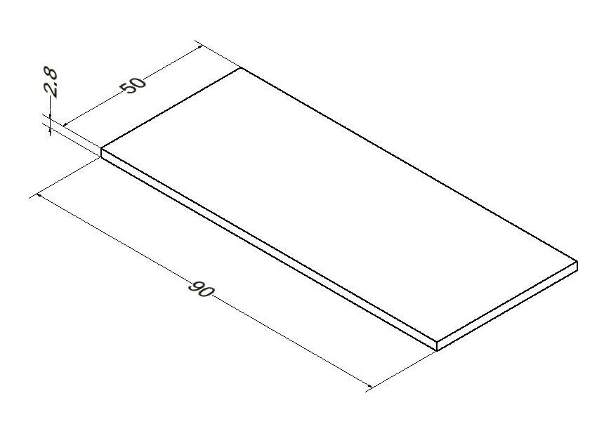 Plan fin Zao - teinte ardoise - 90x50x2,8 cm