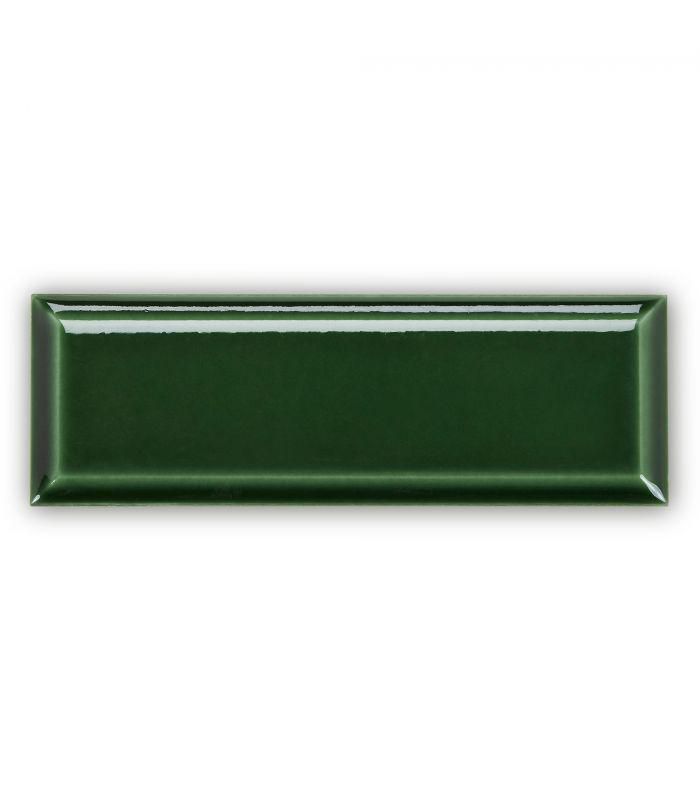 Carrelage Métro - faïence biseautée - vert foncé n°2 brillant - 7,5x22,5 cm