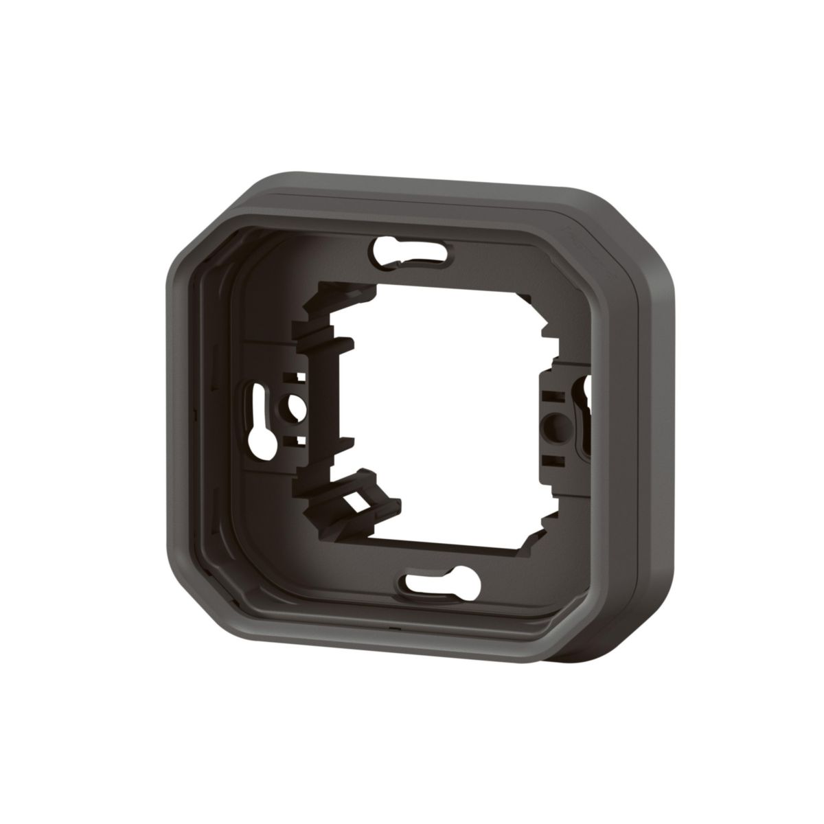 Support plaque étanche pour montage en encastré avec boîte d'encastrement 1 poste de fonction Plexo - anthracite Réf. 069606L