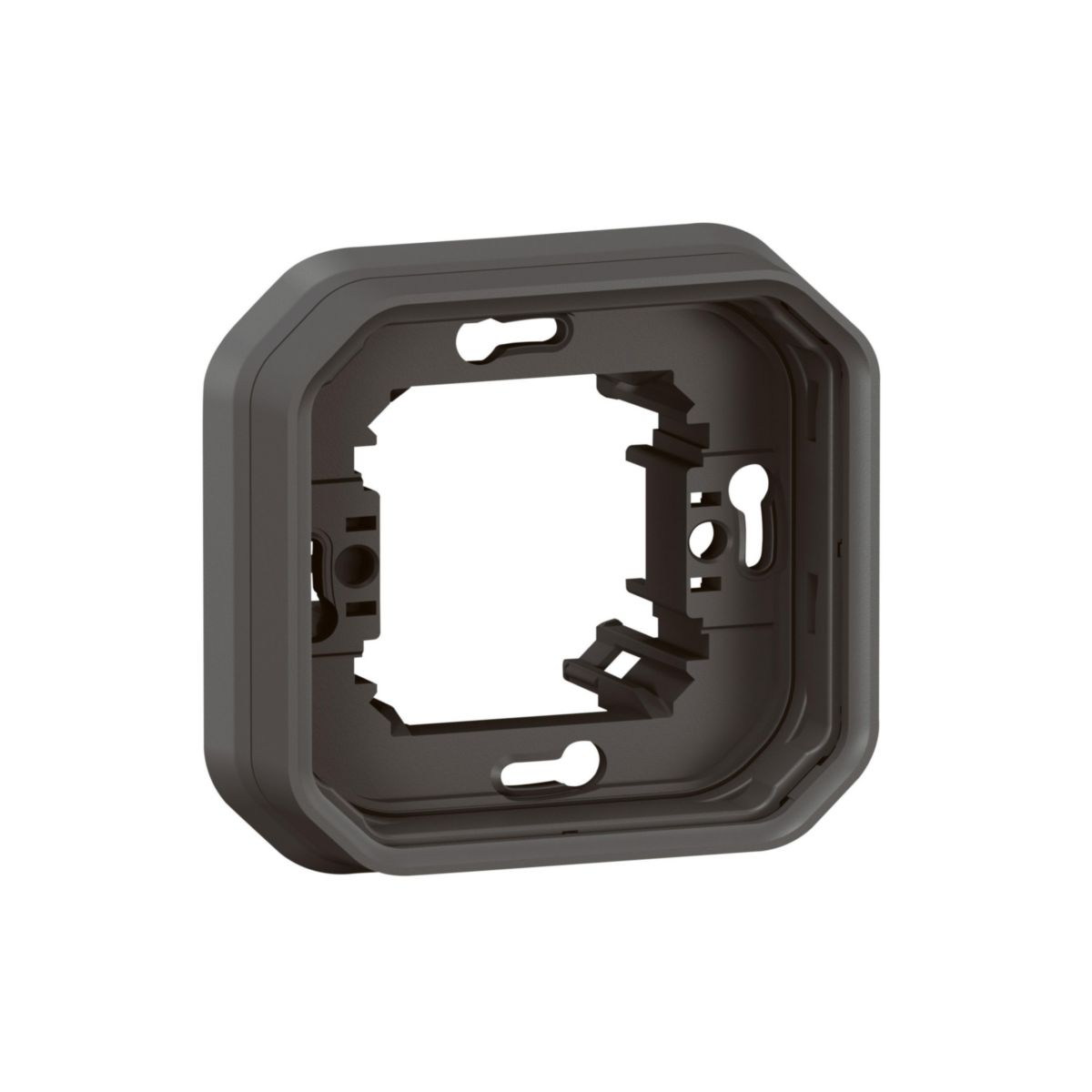 Support plaque étanche pour montage en encastré avec boîte d'encastrement 1 poste de fonction Plexo - anthracite Réf. 069606L