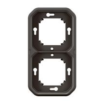 Support plaque étanche pour montage horizontal ou vertical en encastré avec boîte d'encastrement 2 postes de fonctions Plexo - anthracite Réf. 069607L