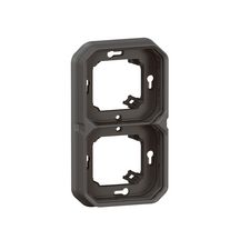 Support plaque étanche pour montage horizontal ou vertical en encastré avec boîte d'encastrement 2 postes de fonctions Plexo - anthracite Réf. 069607L