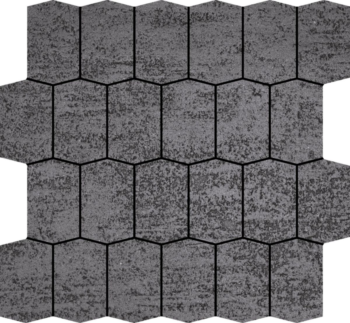 Mosaïque sol/mur hexagonale grès cérame étiré Essence - negro - 27,2x27,2 cm