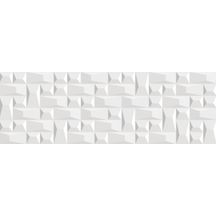 Carrelage mural faïence Joanne - évolution cube blanc décor - 31,6x100 cm