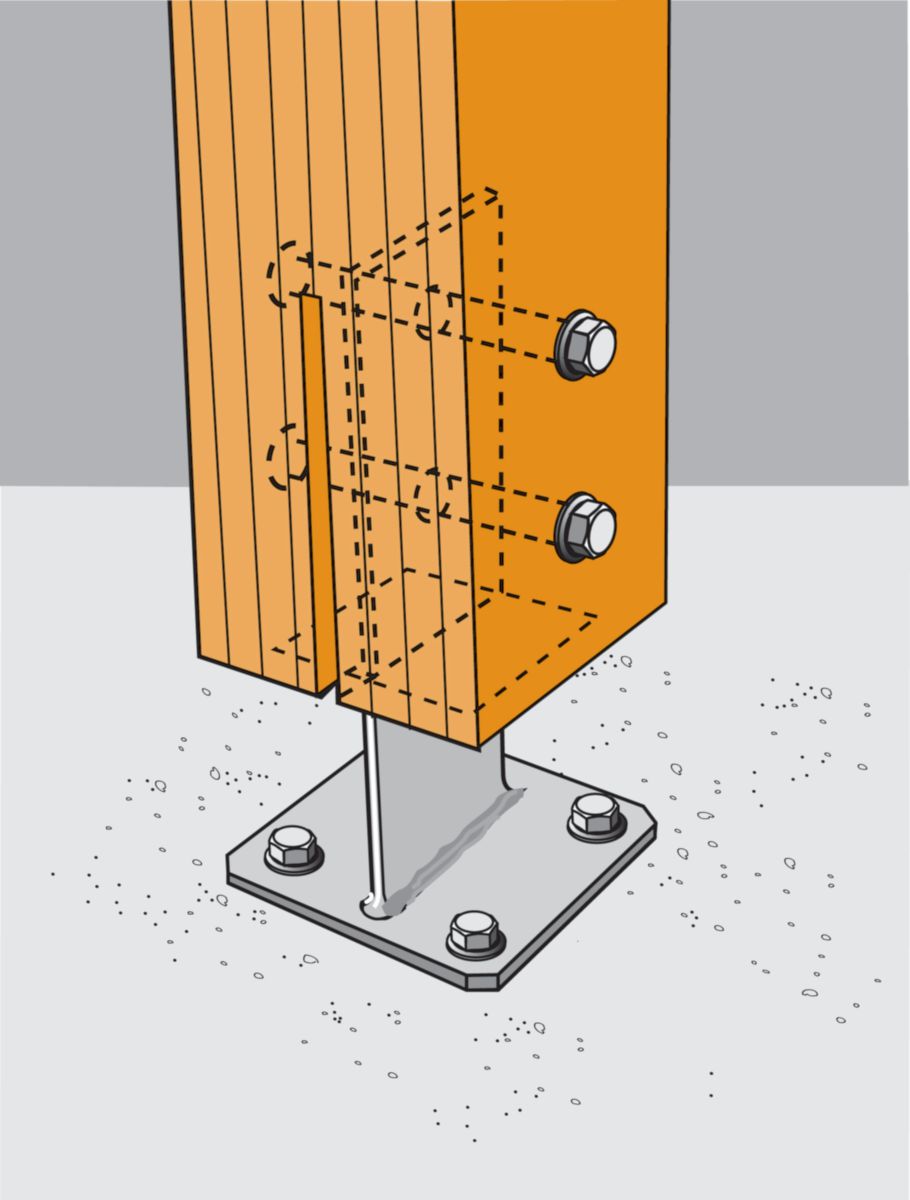 SIMPSON STRONG TIE Pied de poteau en ame avec platine PPS acier galvanise 130x130x234 mm ep. 4 mm POINT.P