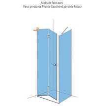 Paroi de douche Alterna Domino pivotante pliante, côté gauche, L 100 x H 200 cm, verre transparent, profilé chromé