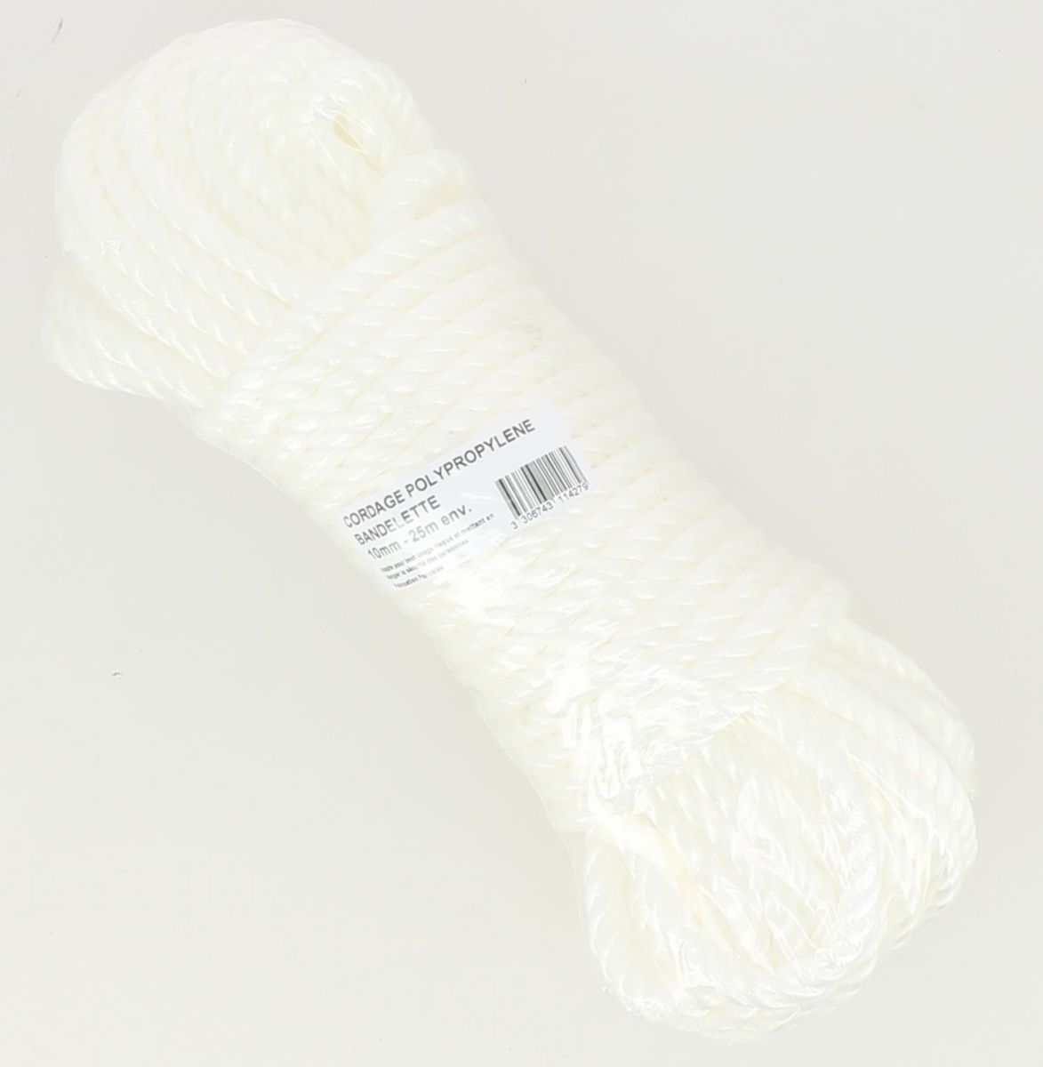 Cordage polypropylène blanc 4 torons - Ø 10 mm - L. 25 m