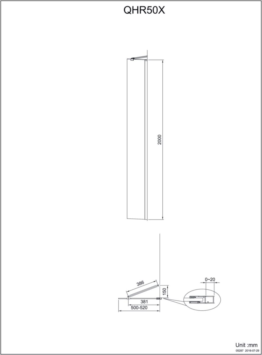 Paroi de douche de face fixe Alterna Domino 50cm