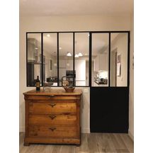 Verrière atelier acier 4 partitions H 1200 X 1340 mm - vitrage feuilleté 33/2 de 6 mm clair - thermolaquée RAL Noir 9005 satiné