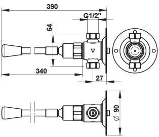 Robinet à commande fémorale 712, raccord 15 x 21, longueur 390 mm réf. 31683