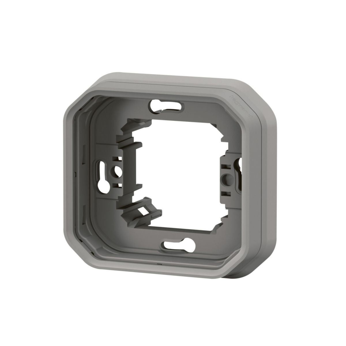 Support plaque étanche pour montage en encastré avec boîte d'encastrement 1 poste de fonction Plexo - gris Réf. 069681L