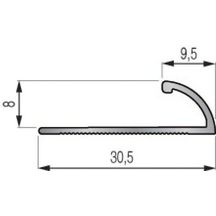 Quart de rond ouvert - aluminium - teinte naturelle - pour revêtement ép. 8 mm - L. 2,5 m