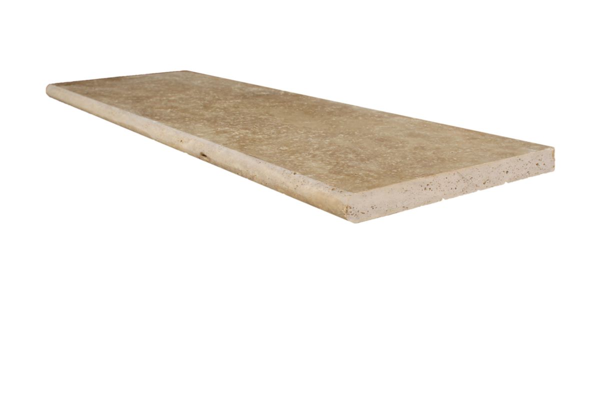 Margelle Travertin beige vieilli bord arrondi 100 x 33 x 3 cm 1er Mix MATB1003332VI