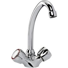 Mélangeur lavabo Alterna Primeo2 bec tube mobile, têtes à clapet, vidage ABS, croisillons métal, NF, chromé