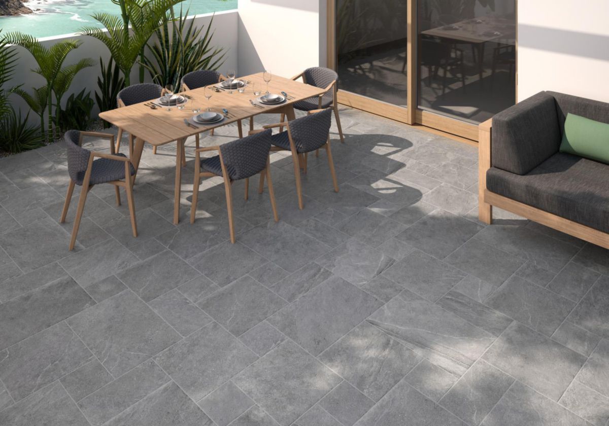 Carrelage sol extérieur grès cérame antidérapant Modular Concept - Giant - grey multiformat - 44x66/44x44/22x44/22x22 cm