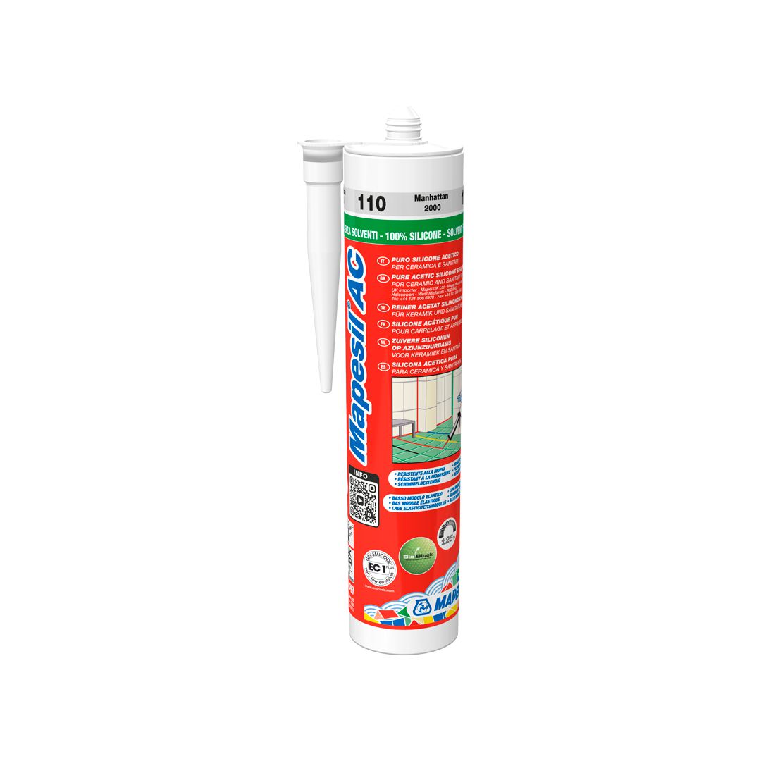 Mastic élastomère silicone Mapesil AC - gris argent 111 - cartouche de 310 ml