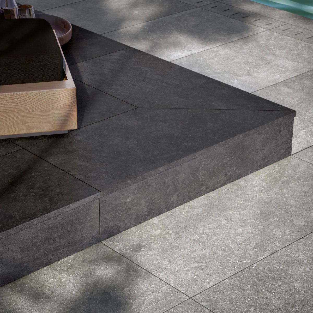 Carrelage de sol extérieur grès cérame Mystone Bluestone - grigio rectifié - 50x100 cm - ép. 20 mm