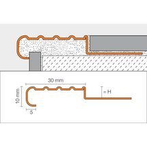 Profilé en acier inoxydable relief anti-dérapant pour escalier Trep-E TE110/150 1,50m Schlüter