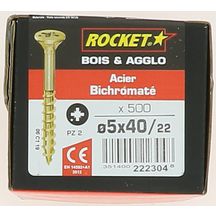 Vis Rocket tête fraisée pozi acier bichromaté 5x40/22-boite carton x500