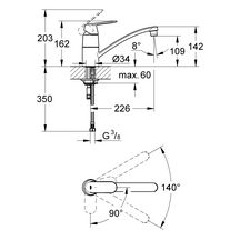 Mitigeur évier EUROSMART COSMOPOLITAN bec orientable profilé, Chromé réf. 32844000