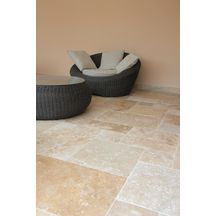 Dallage sol extérieur travertin - rustic beige vieilli - opus romain - ép. 12 mm