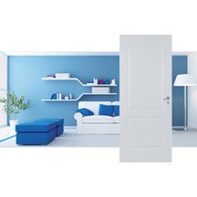 Bloc-porte alvéolaire à recouvrement Design 210 - prépeint - huisserie H90 - serrure PDDT - poussant gauche - 204x83 cm