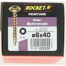 Vis Rocket Penture tête cylindrique étoile bichromaté 6x40-boîte carton x200