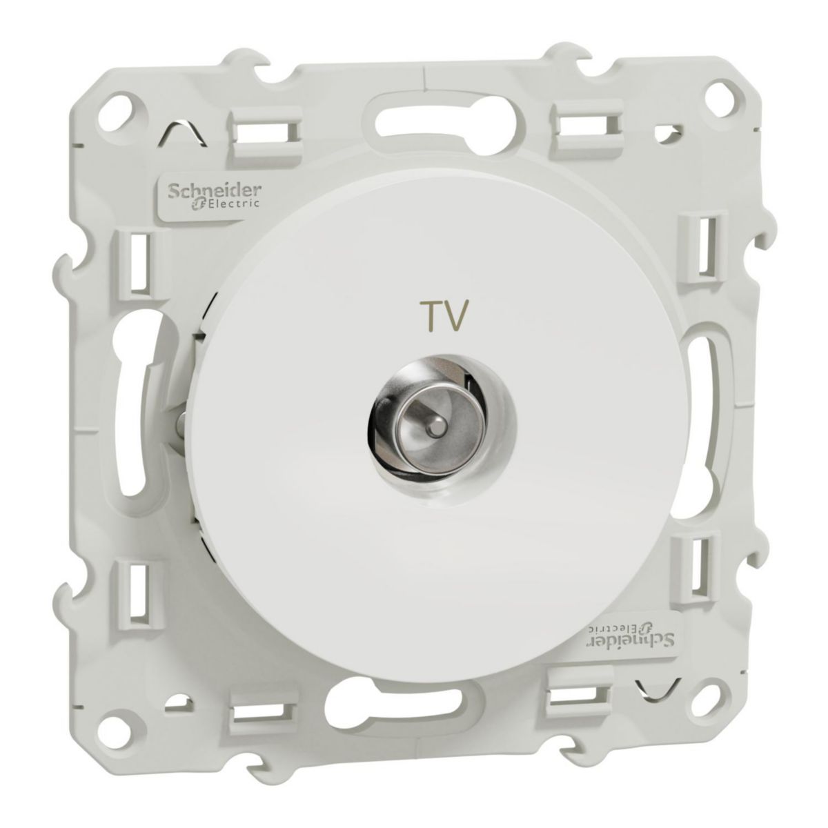 Prise TV standard Odace - sans plaque - blanc brillant - 71x71x34,1 mm