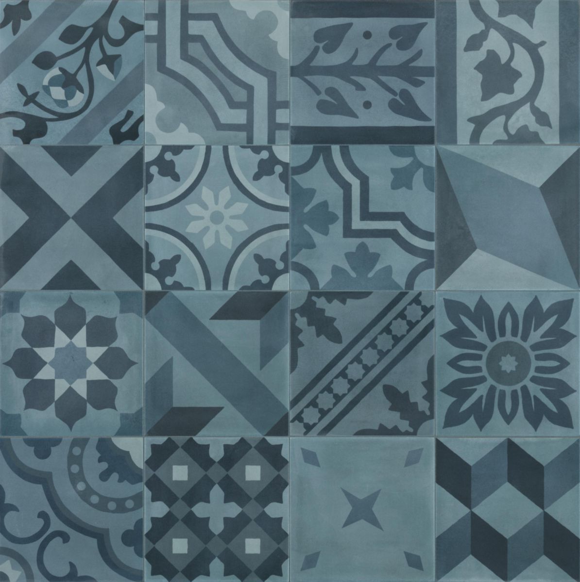 Carrelage sol/mur intérieur D_Segni Blend - grès cérame émaillé - décor mix azzurro - 20x20 cm