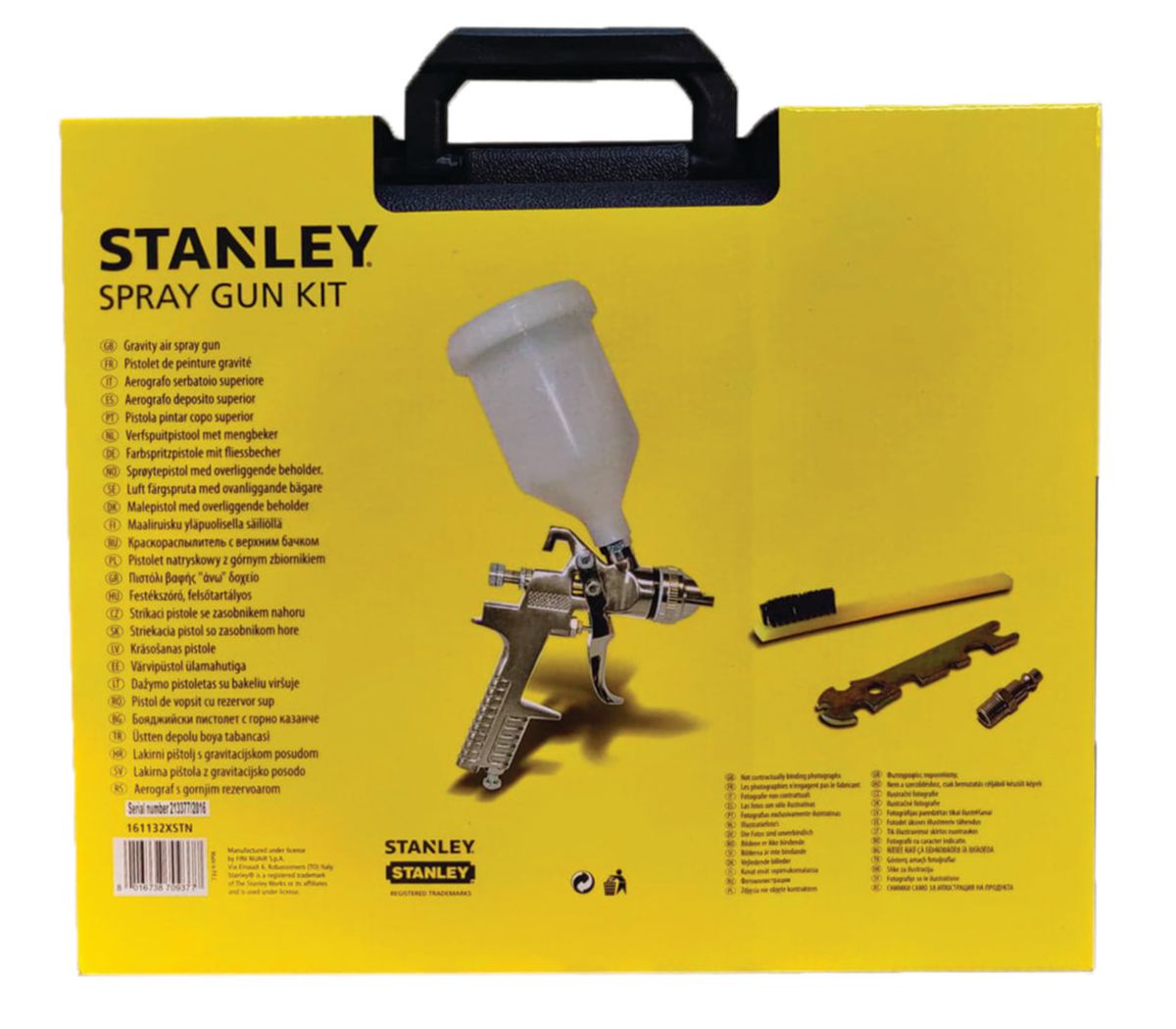 Coffret pistolet de peinture à gravité 600 ml diamètre 1,4 mm + kit d'entretien (clé + brosse) + 1 insert rapide 1/4m Réf. 161132XSTN