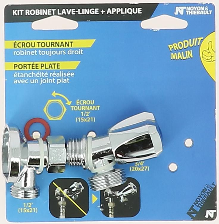 Kit appliqué MF Mob. 1/2 + robinet M.A.L équerre dm 1/2 3/4 chromé brochable Réf. 803791