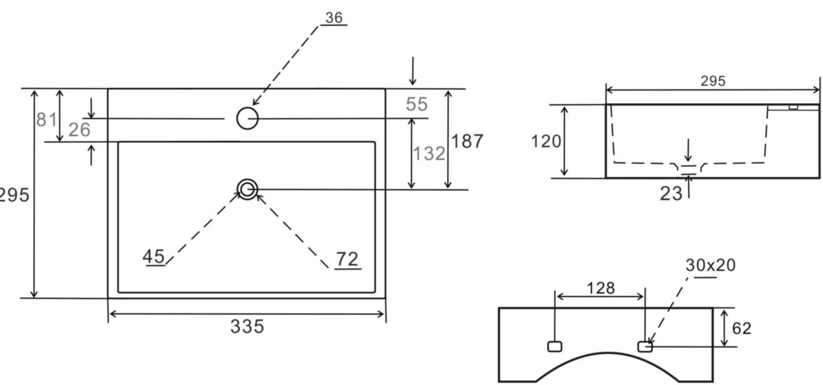 Lave-main Alterna Séducta rectangle 33,5X29