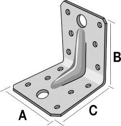 Equerre mixte renforcée - 55x70x70 mm - ép. 2 mm