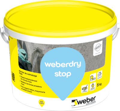 Mortier de colmatage ultrarapide weberdry stop - seau de 5 kg