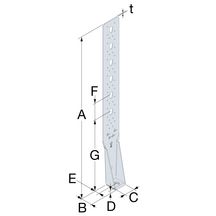 Ancrage HTT5 pour montants d'ossature - acier galvanisé - 64x403x56 mm