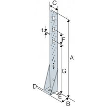 Ancrage HTT5 pour montants d'ossature - acier galvanisé - 64x403x56 mm